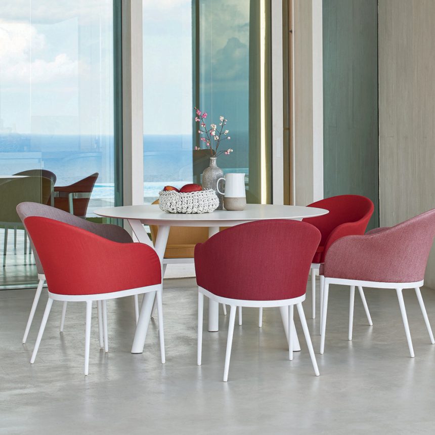 Varaschin Link tavolo tondo da esterno/interno design moderno, H 65 cm